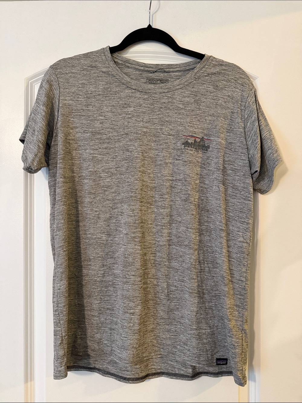 Patagonia Gray Heather Short Sleeve Tee with Small Chest Graphic